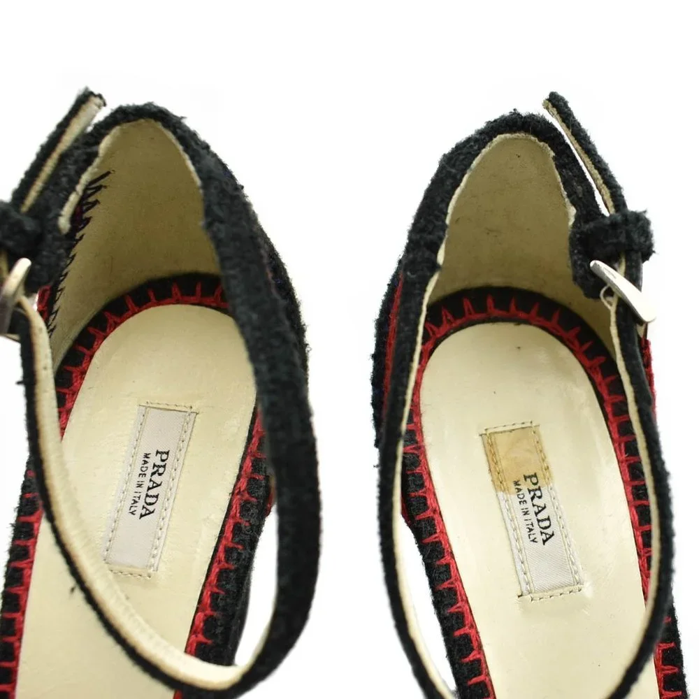 PRADA Black, Crochet Flowers Wedges Size: 8 - Picture 7 of 9